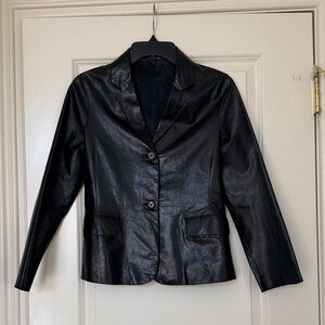 Genuine Leather Vintage Blazer Black Size XS